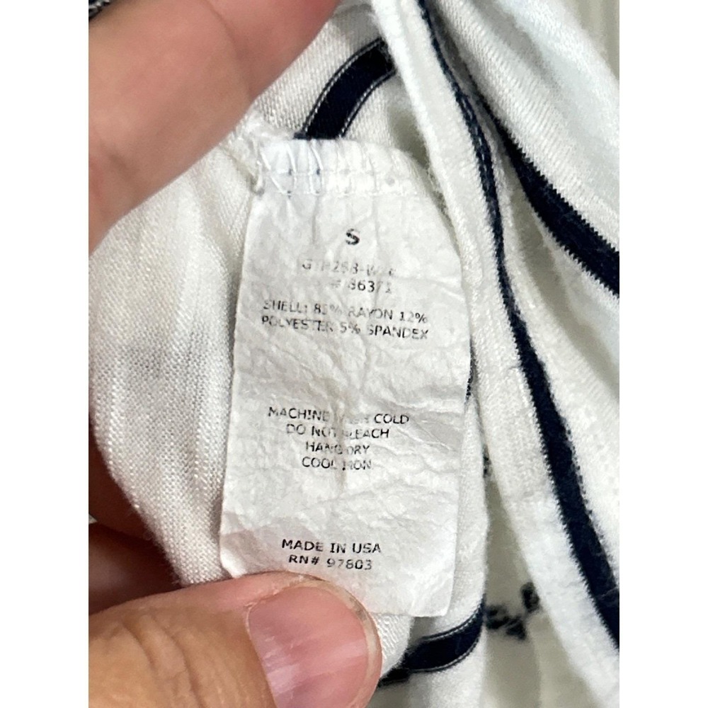 Green Envelope T-Shirt Women Small White Striped Nautical Casual Basic Top - Picture 5 of 11